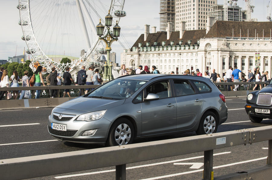 Vauxhall in London traffic London eye